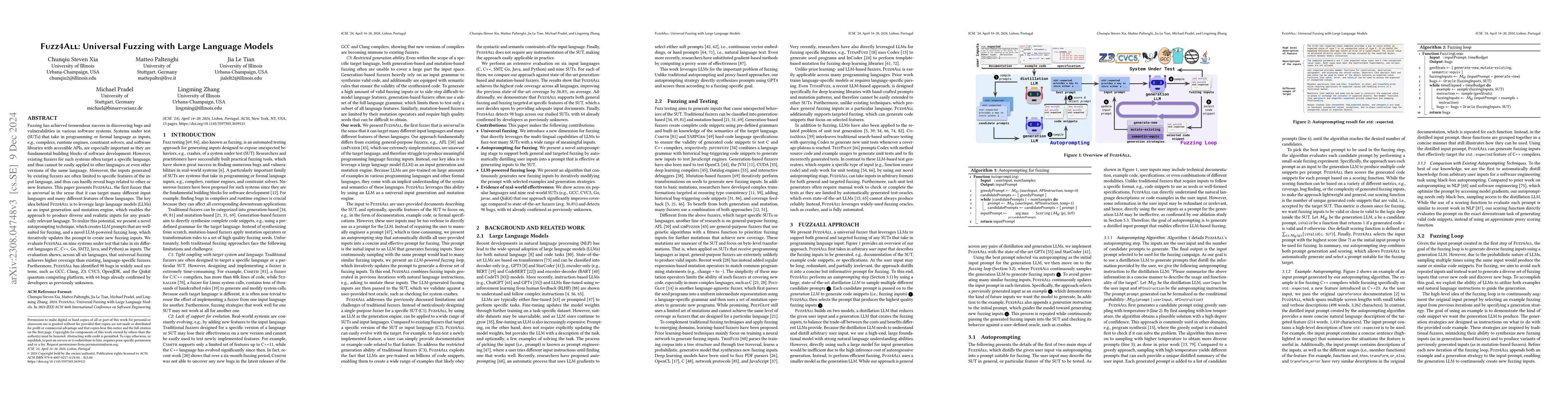 Thumbnail for Fuzz4All: Universal Fuzzing with Large Language Models