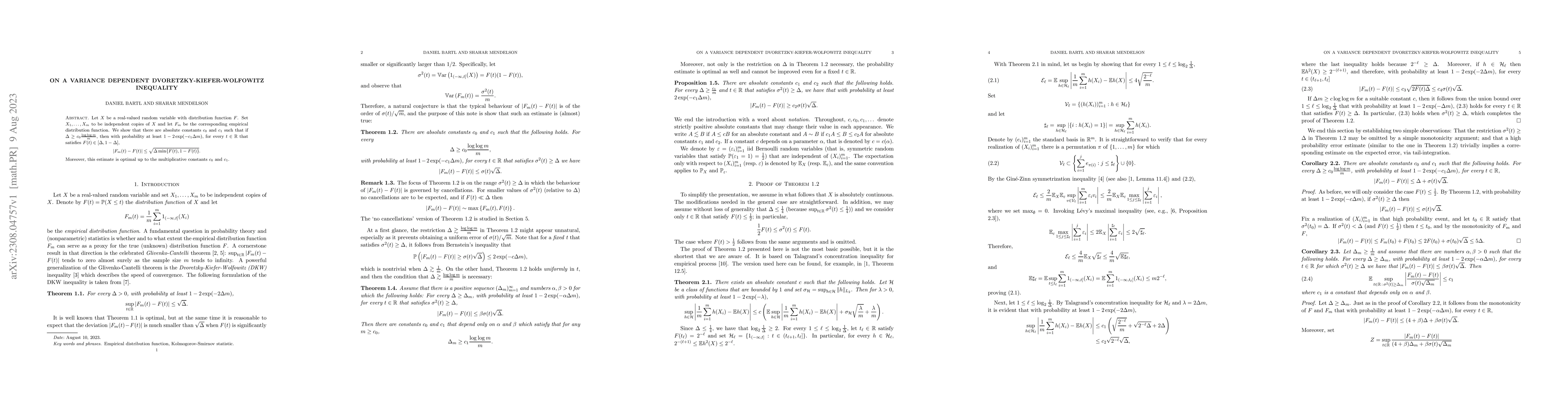 Thumbnail for On a variance dependent Dvoretzky-Kiefer-Wolfowitz inequality