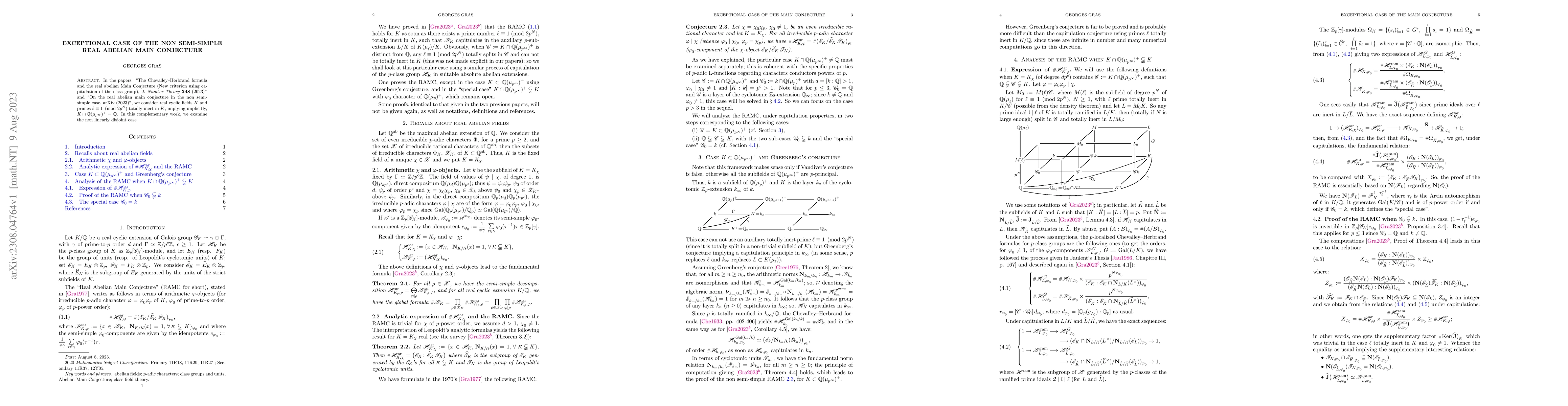 Thumbnail for Exceptional case of the non semi-simple Real Abelian Main Conjecture