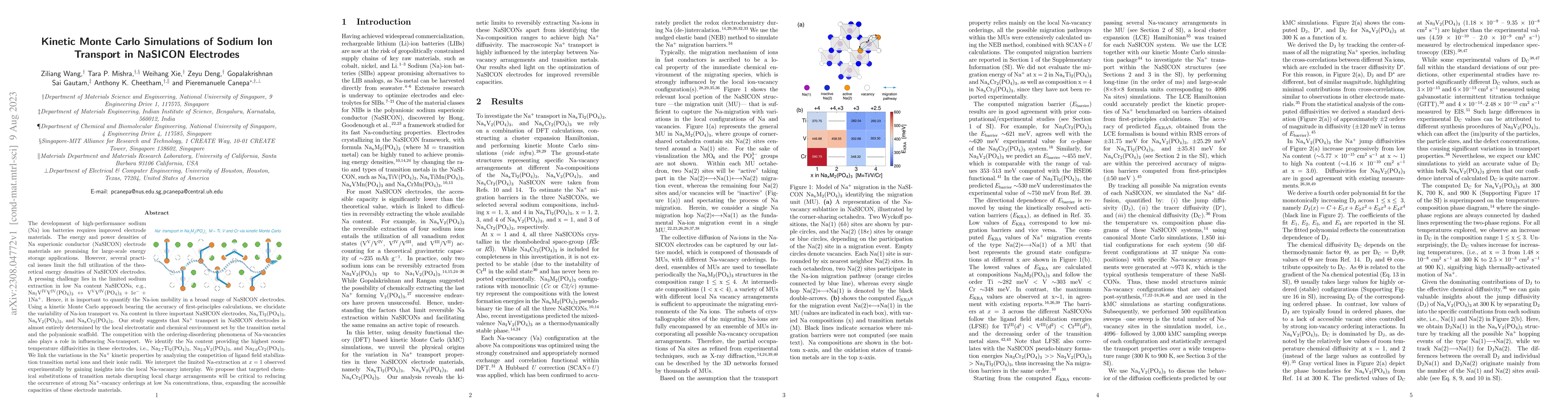 Thumbnail for Kinetic Monte Carlo Simulations of Sodium Ion Transport in NaSICON
  Electrodes