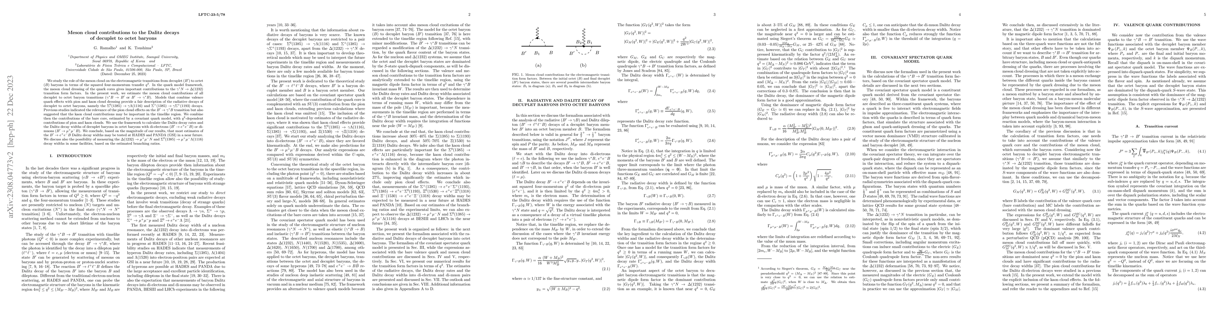 Thumbnail for Meson cloud contributions to the Dalitz decays of decuplet to octet
  baryons