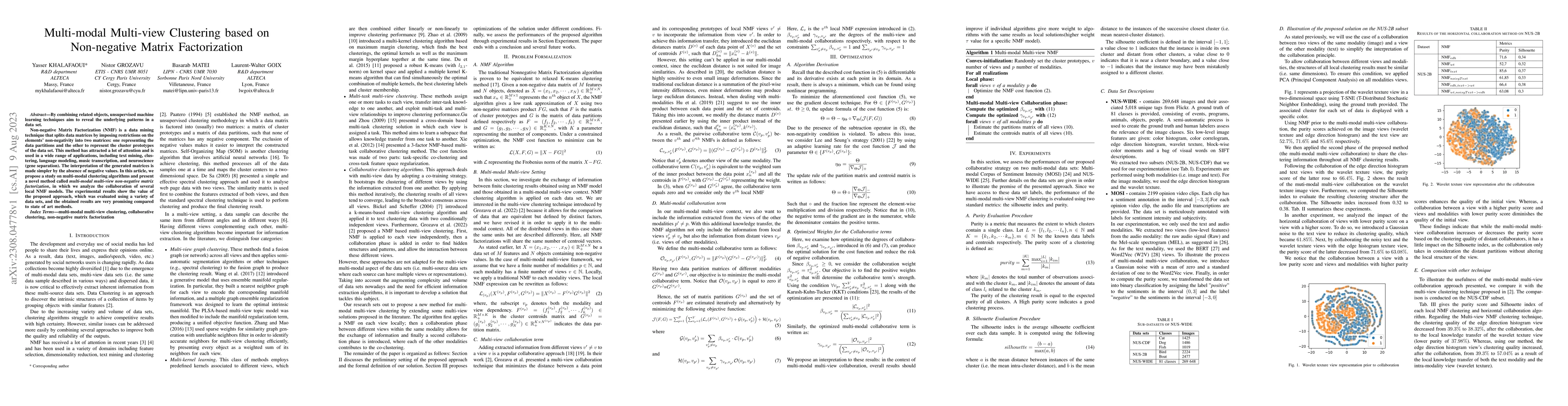 Thumbnail for Multi-modal Multi-view Clustering based on Non-negative Matrix
  Factorization