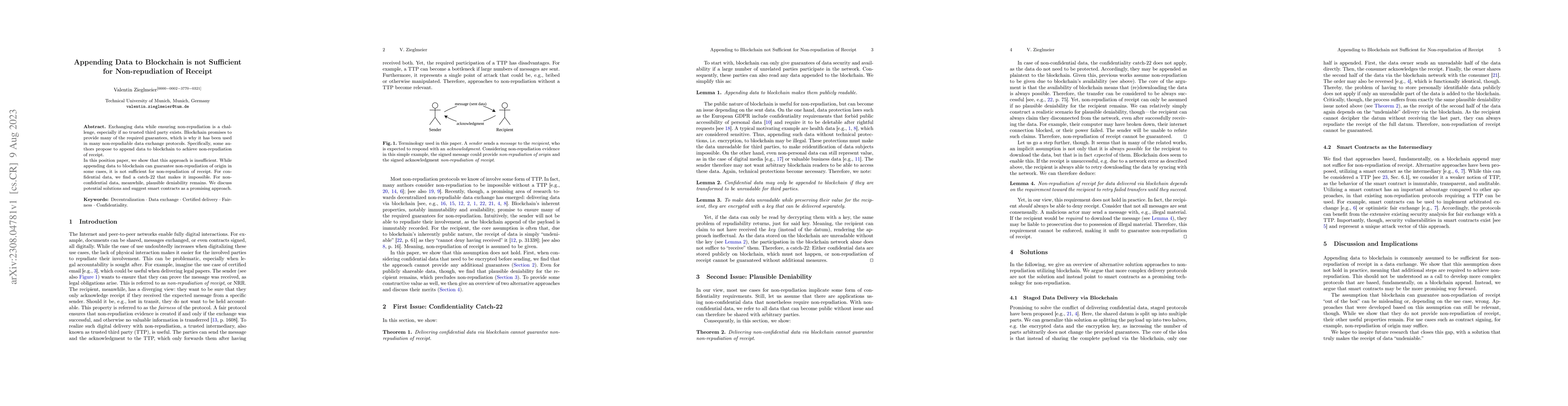 Thumbnail for Appending Data to Blockchain is not Sufficient for Non-repudiation of
  Receipt