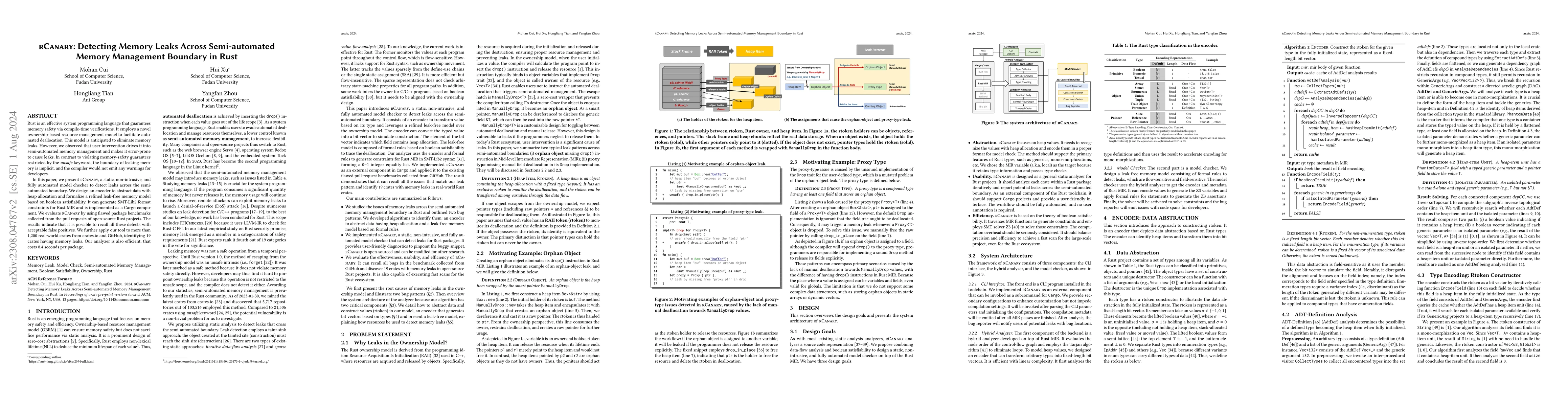 Thumbnail for rCanary: Detecting Memory Leaks Across Semi-automated Memory Management
  Boundary in Rust