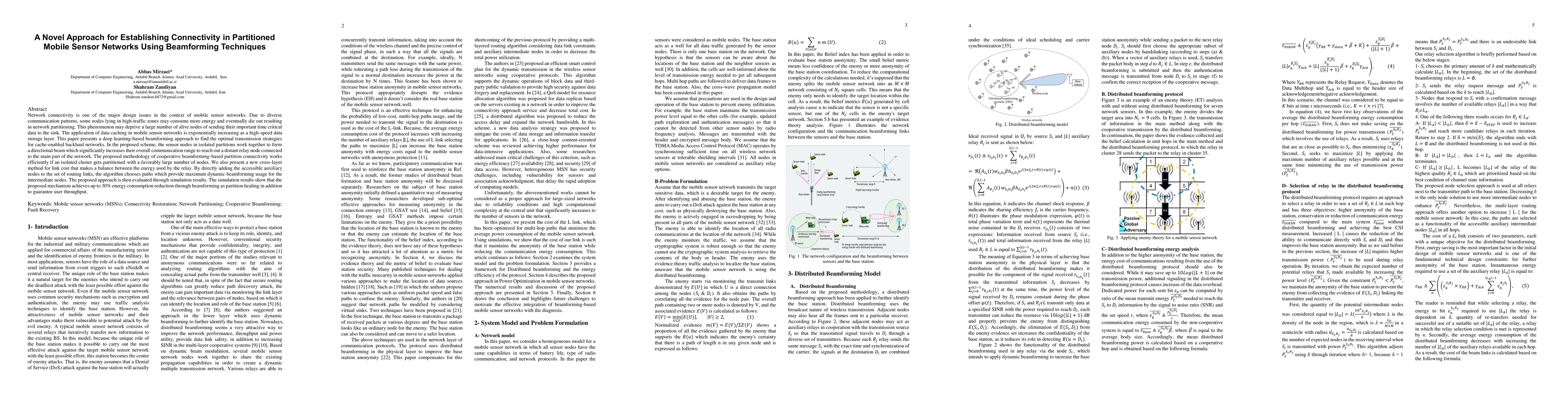 Thumbnail for A Novel Approach for Establishing Connectivity in Partitioned Mobile
  Sensor Networks Using Beamforming Techniques