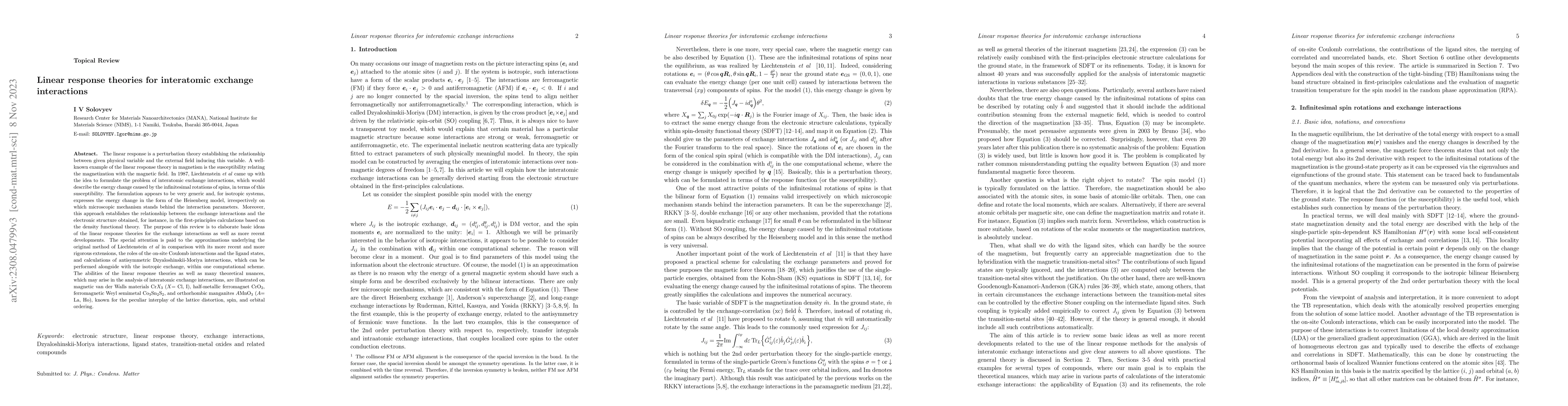 Thumbnail for Linear response theories for interatomic exchange interactions