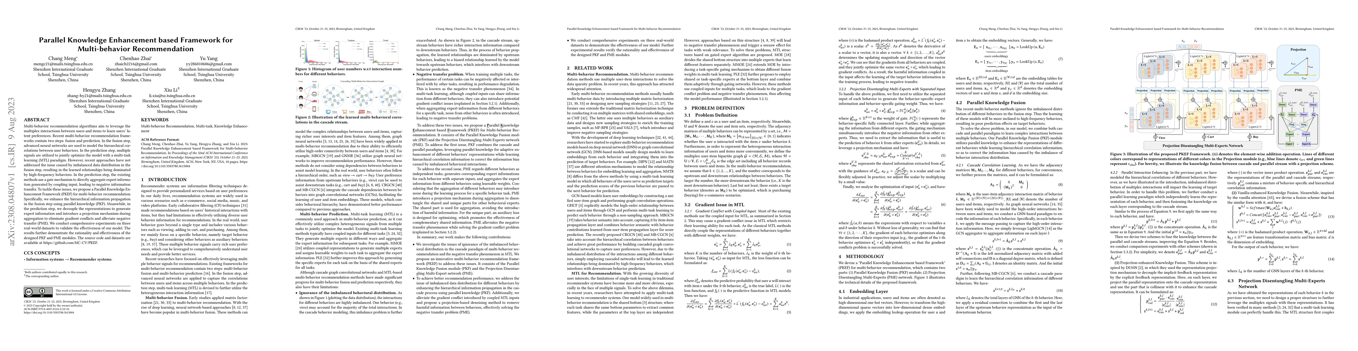 Thumbnail for Parallel Knowledge Enhancement based Framework for Multi-behavior
  Recommendation