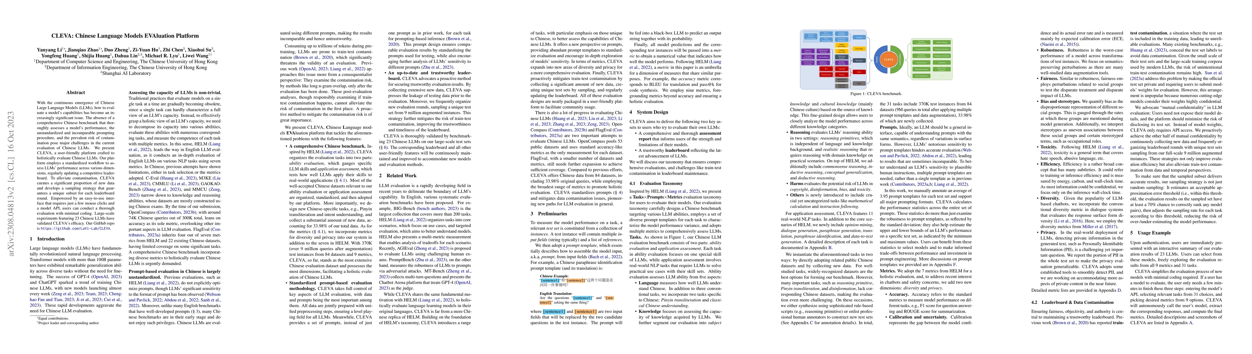 Thumbnail for CLEVA: Chinese Language Models EVAluation Platform