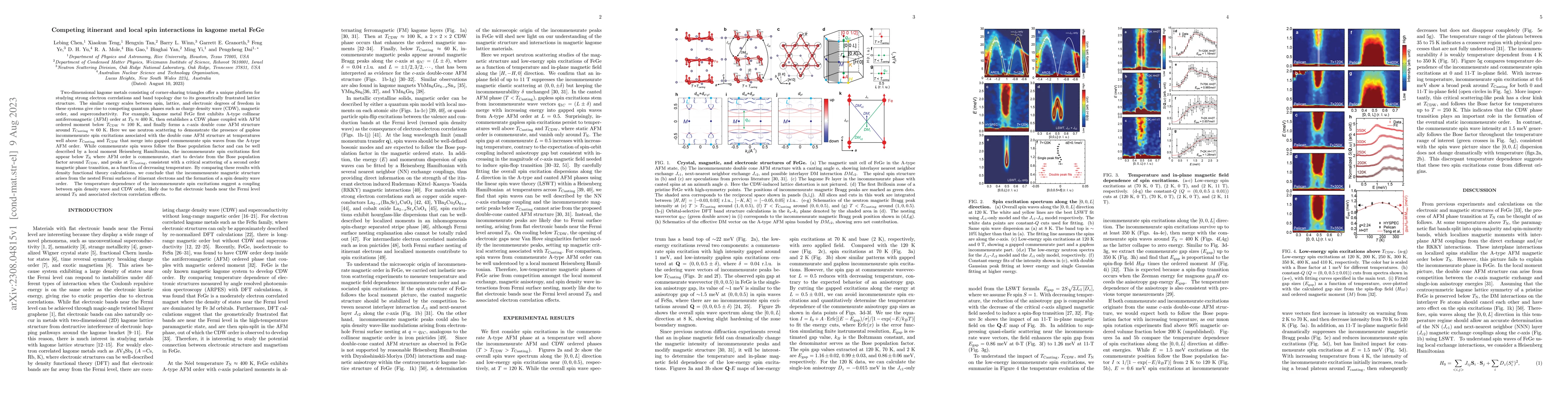 Thumbnail for Competing itinerant and local spin interactions in kagome metal FeGe