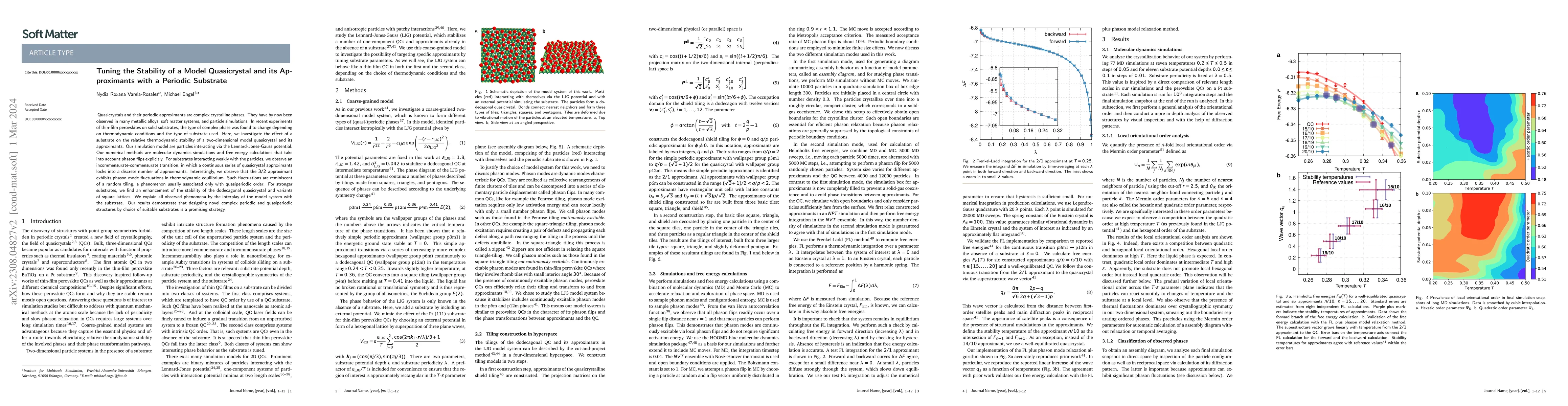 Thumbnail for Tuning the Stability of a Model Quasicrystal and its Approximants with a
  Periodic Substrate