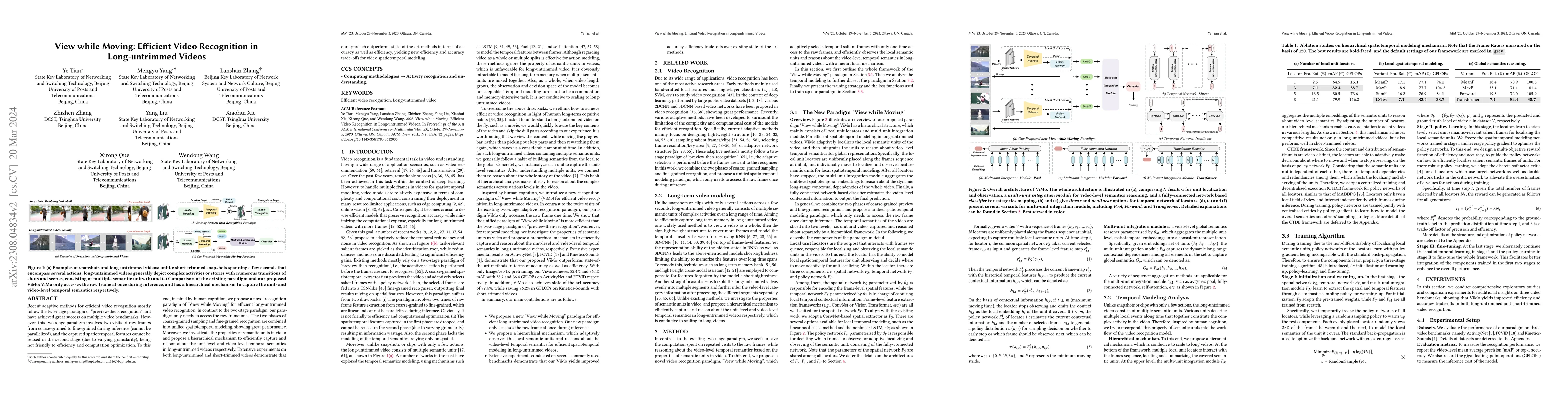 Thumbnail for View while Moving: Efficient Video Recognition in Long-untrimmed Videos