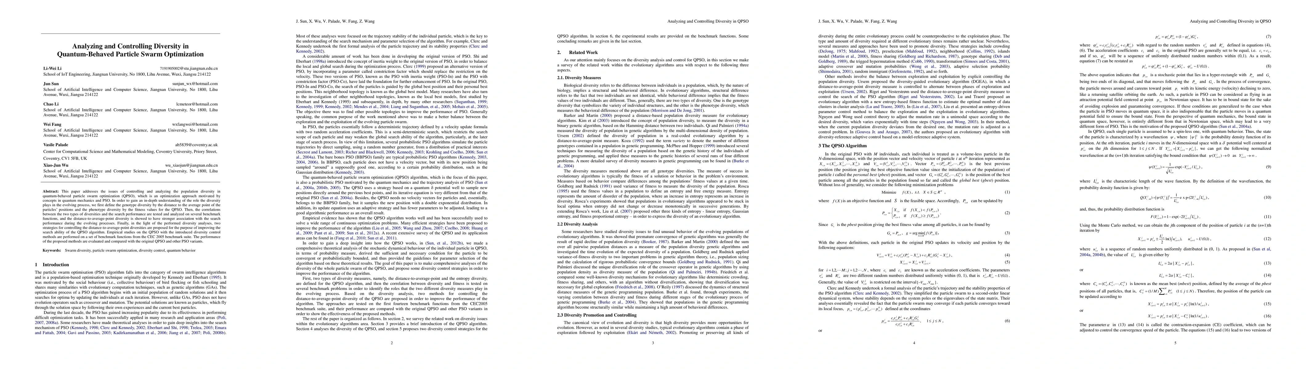 Thumbnail for Analyzing and controlling diversity in quantum-behaved particle swarm
  optimization
