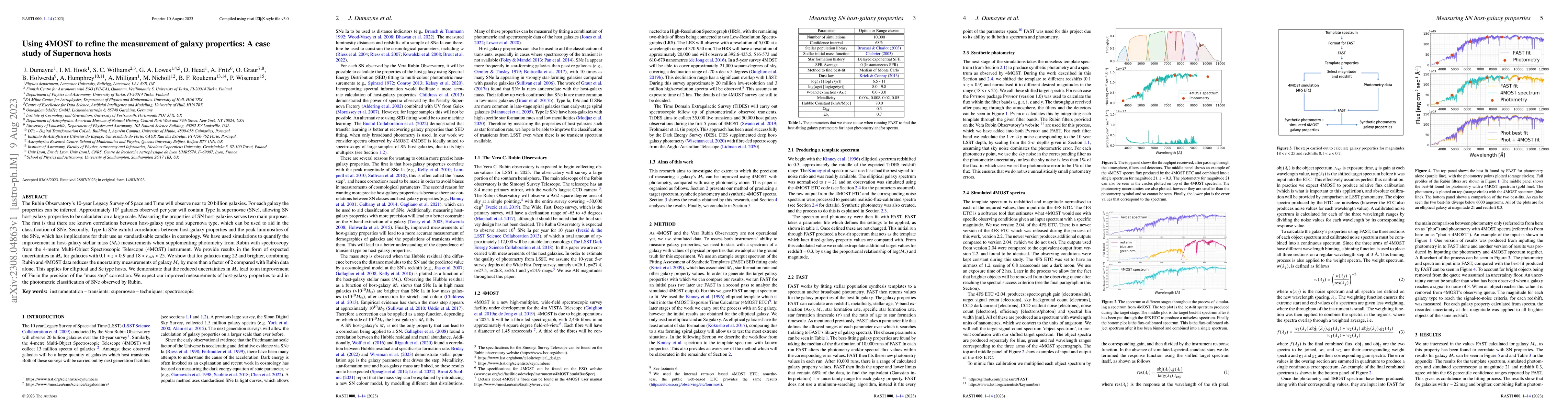 Thumbnail for Using 4MOST to refine the measurement of galaxy properties: A case study
  of Supernova hosts