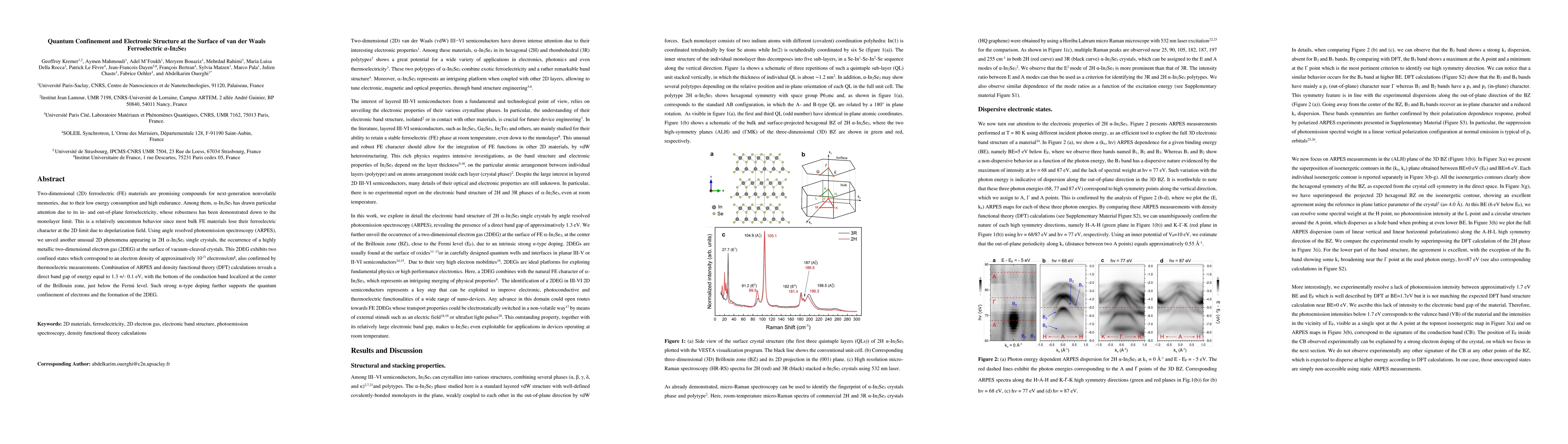 Thumbnail for Quantum Confinement and Electronic Structure at the Surface of van der
  Waals Ferroelectric {\alpha}-In$_{2}$Se$_{3}$