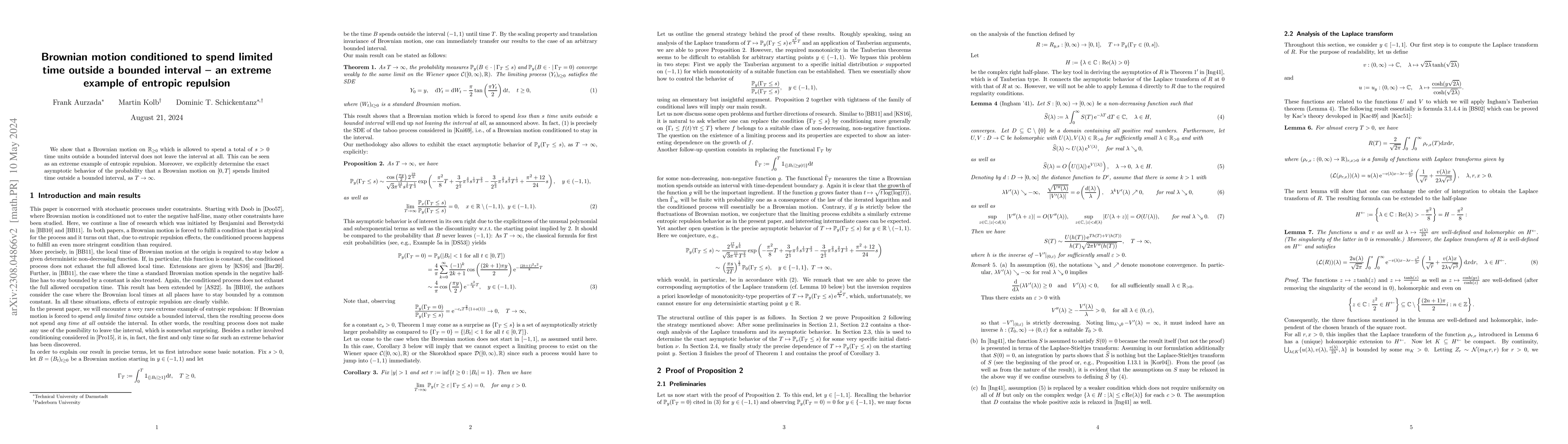 Thumbnail for Brownian motion conditioned to spend limited time outside a bounded
  interval -- an extreme example of entropic repulsion