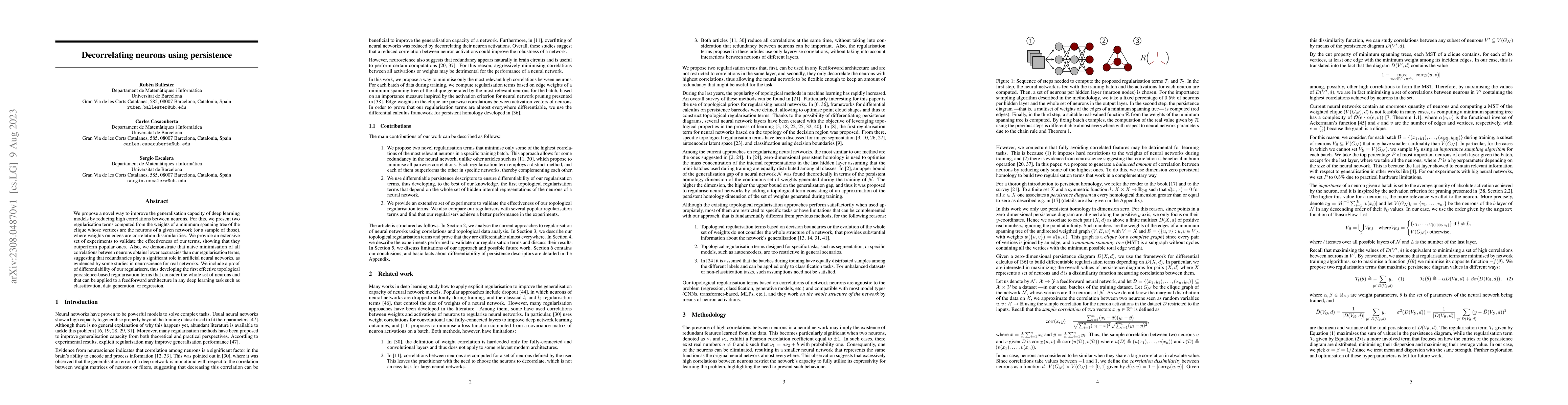 Thumbnail for Decorrelating neurons using persistence