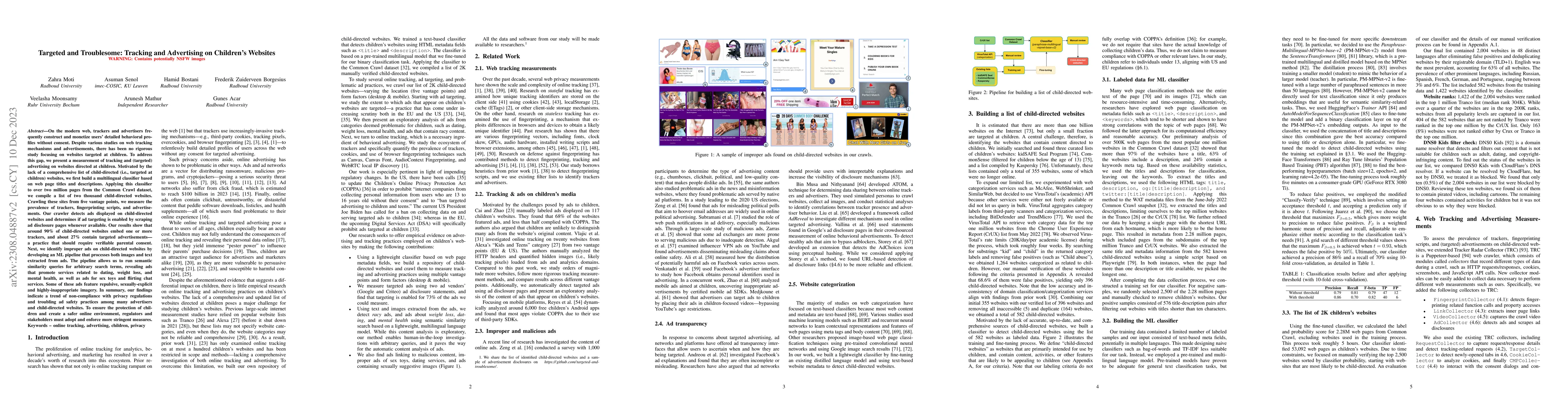 Thumbnail for Targeted and Troublesome: Tracking and Advertising on Children's
  Websites