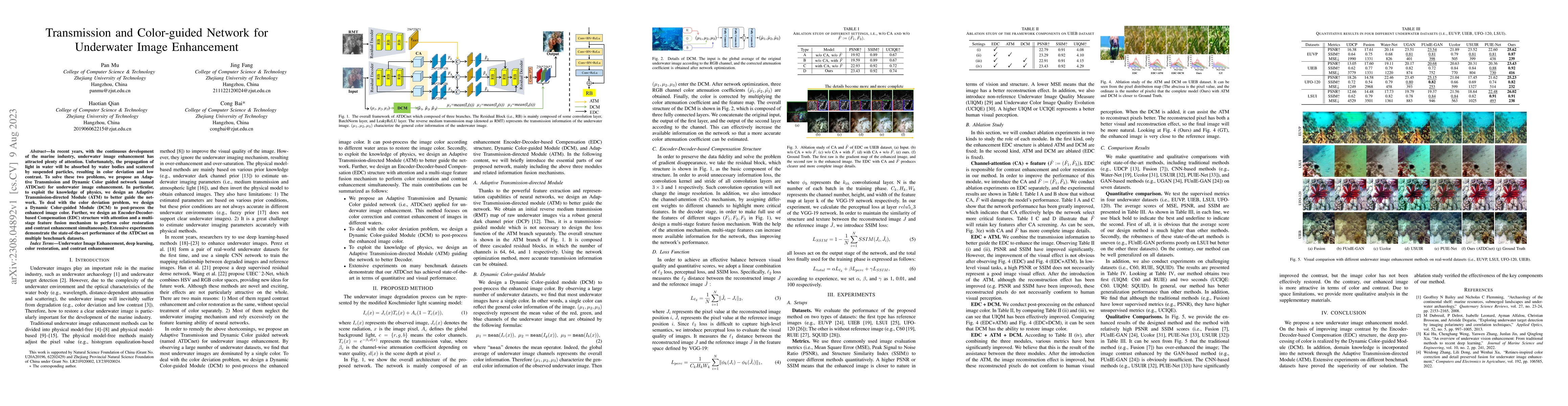 Thumbnail for Transmission and Color-guided Network for Underwater Image Enhancement