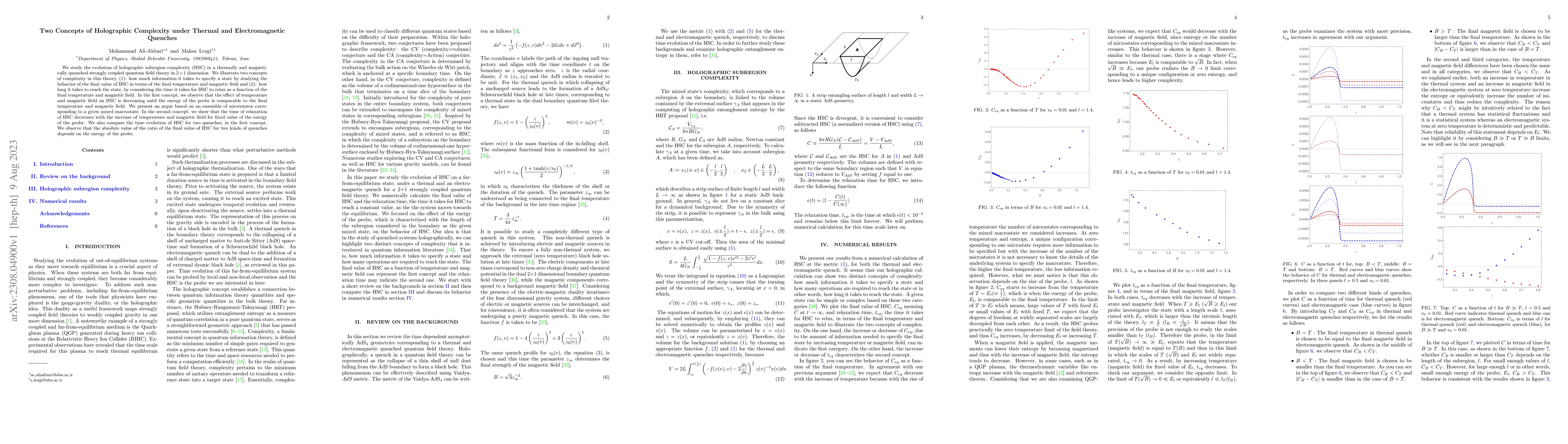 Thumbnail for Two Concepts of Holographic Complexity under Thermal and Electromagnetic
  Quenches