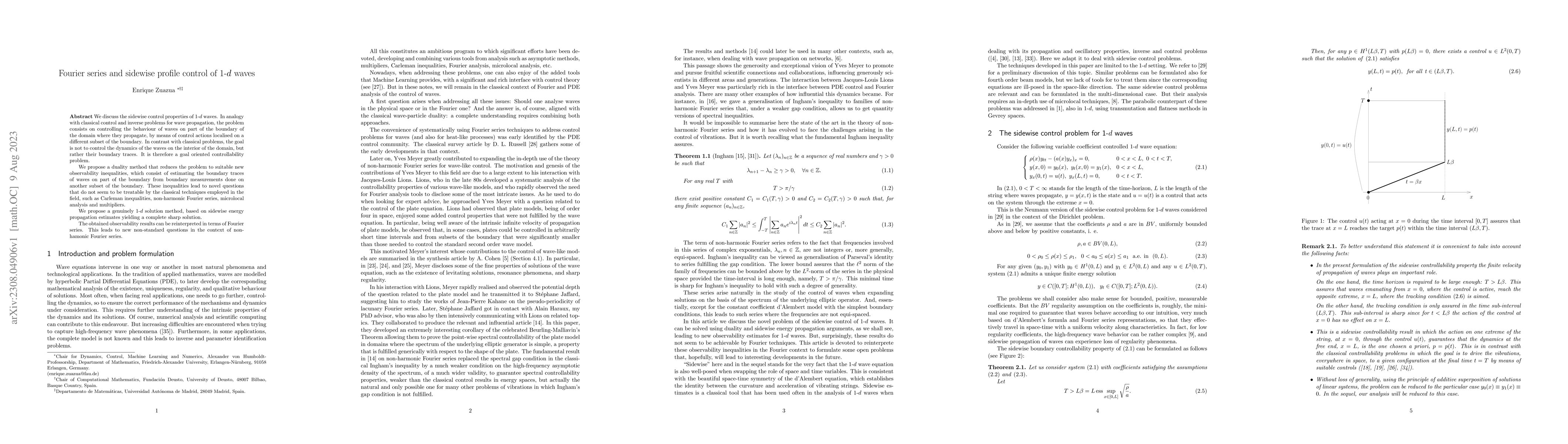 Thumbnail for Fourier series and sidewise profile control of 1-d waves