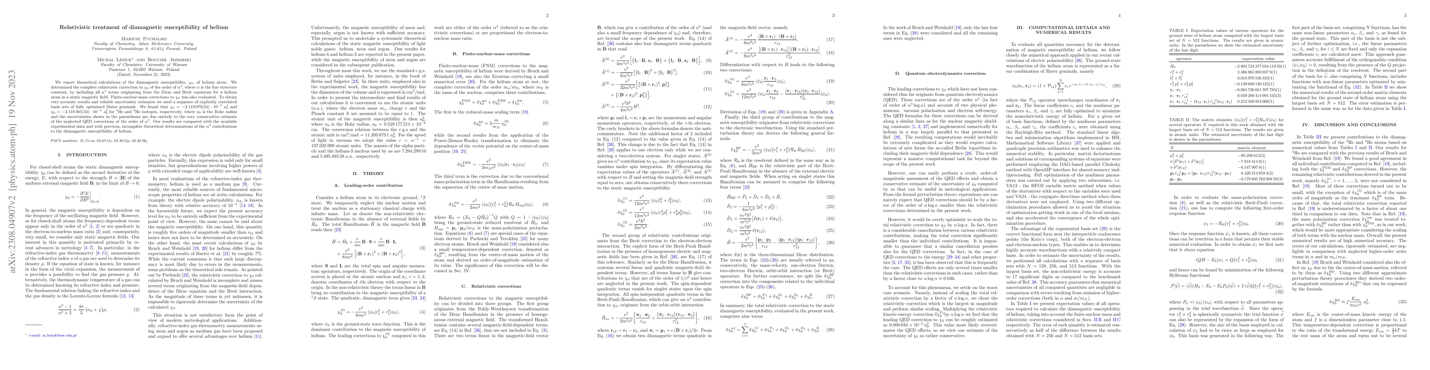 Thumbnail for Relativistic treatment of diamagnetic susceptibility of helium