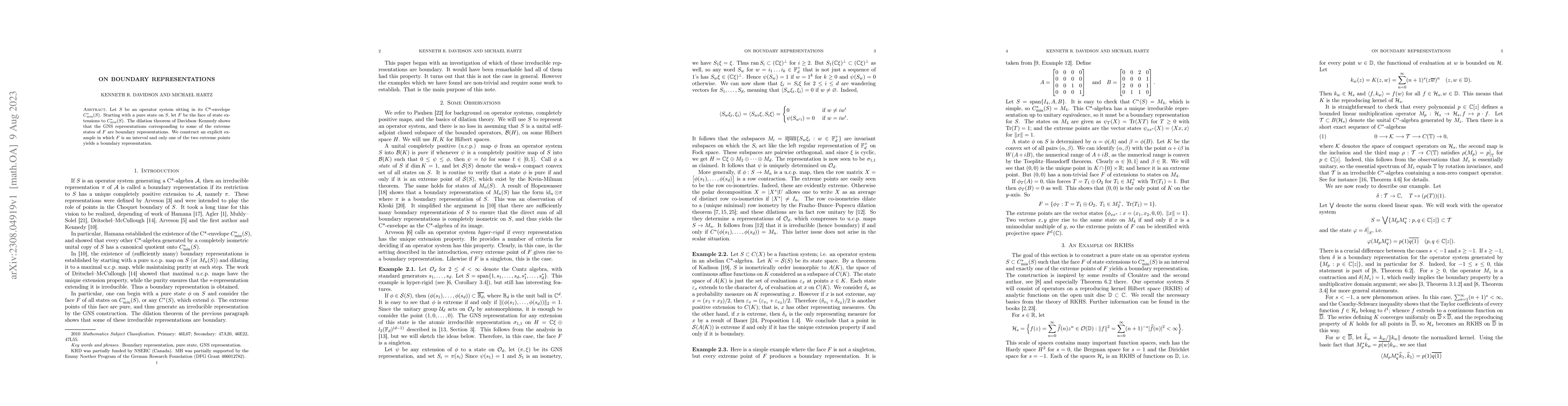 Thumbnail for On boundary representations
