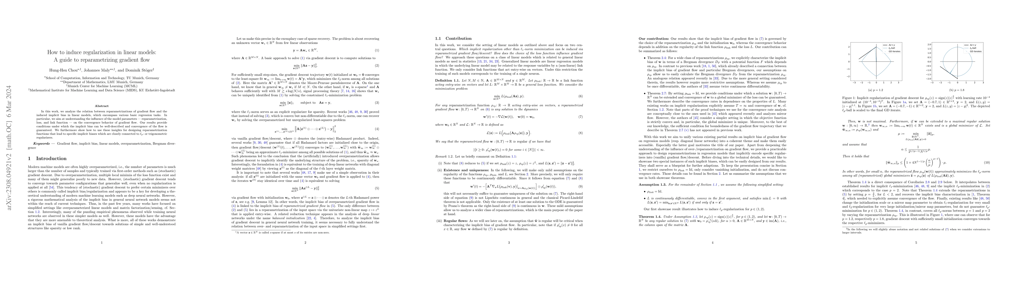 Thumbnail for How to induce regularization in linear models: A guide to
  reparametrizing gradient flow