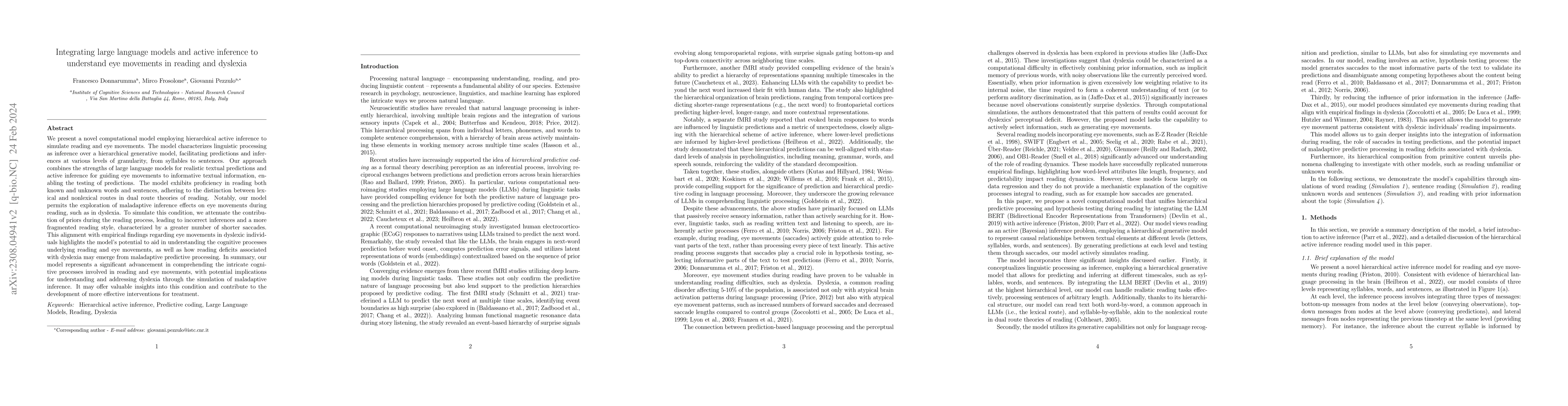 Thumbnail for Integrating large language models and active inference to understand eye
  movements in reading and dyslexia