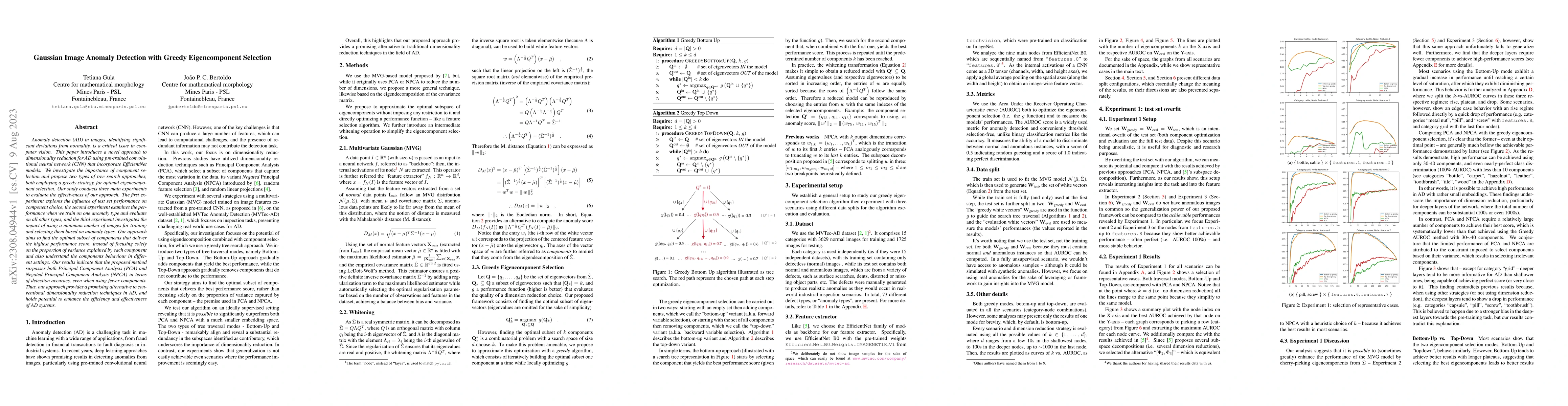 Thumbnail for Gaussian Image Anomaly Detection with Greedy Eigencomponent Selection