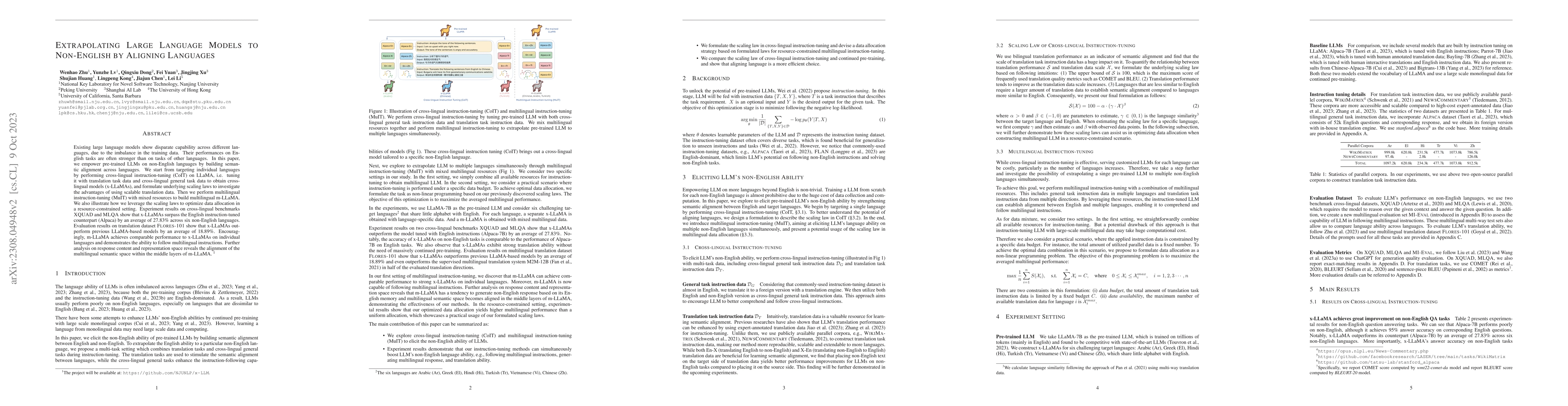 Thumbnail for Extrapolating Large Language Models to Non-English by Aligning Languages
