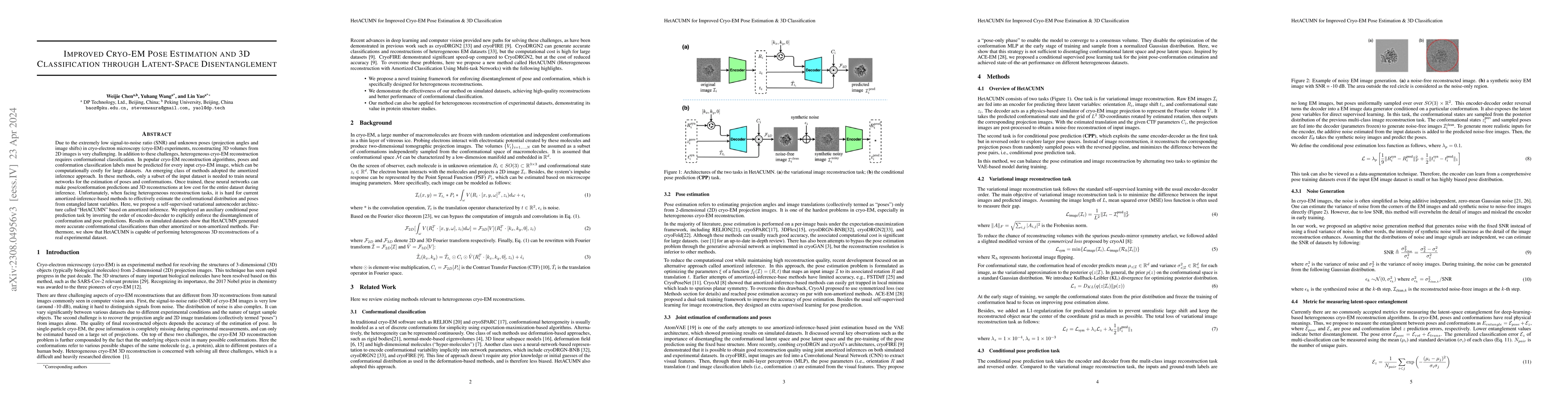 Thumbnail for Improved Cryo-EM Pose Estimation and 3D Classification through
  Latent-Space Disentanglement