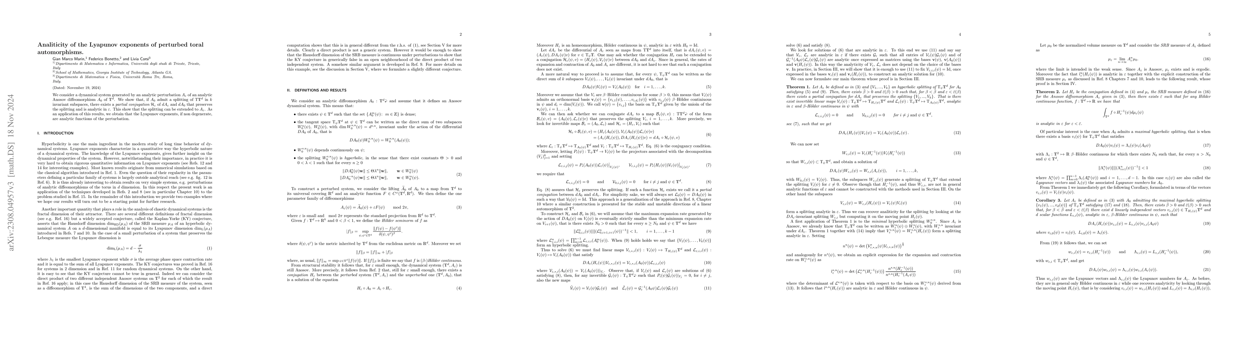 Thumbnail for Analiticity of the Lyapunov exponent of perturbed toral automorphisms
