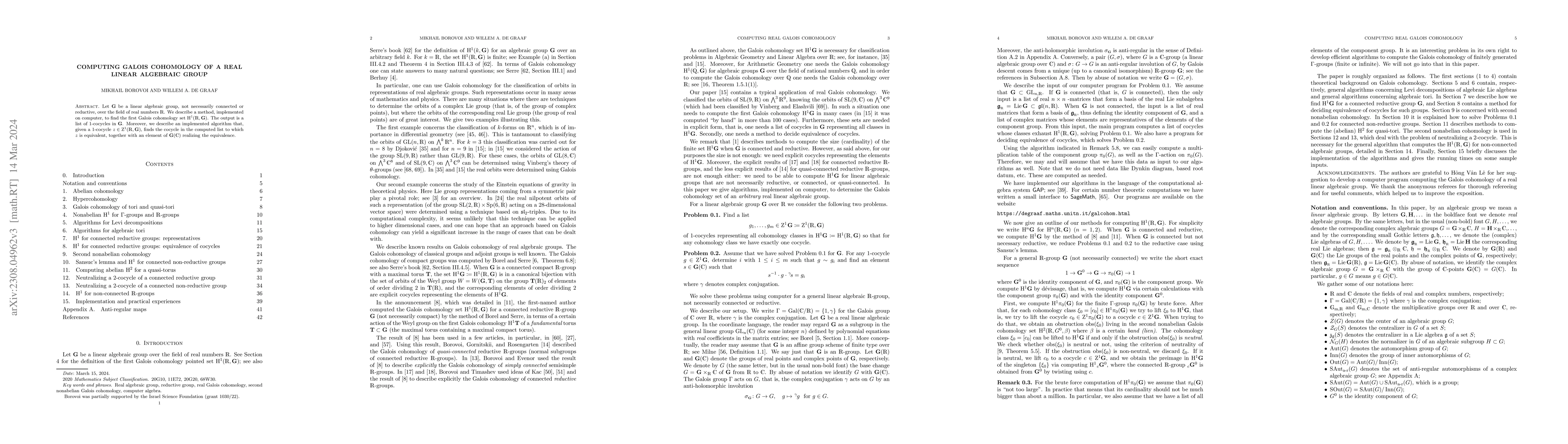 Thumbnail for Computing Galois cohomology of a real linear algebraic group