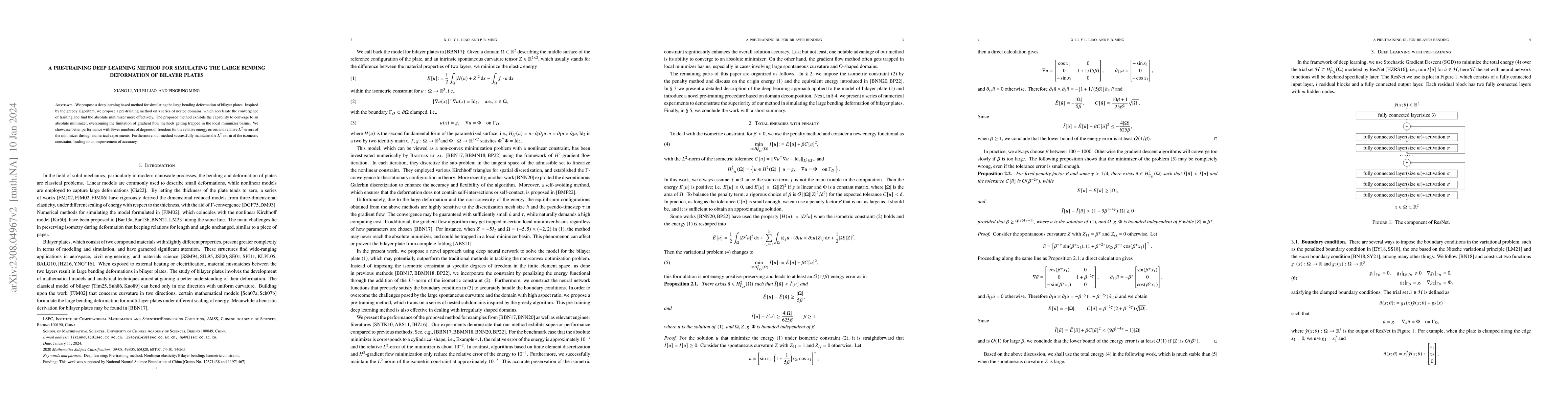 Thumbnail for A pre-training deep learning method for simulating the large bending
  deformation of bilayer plates