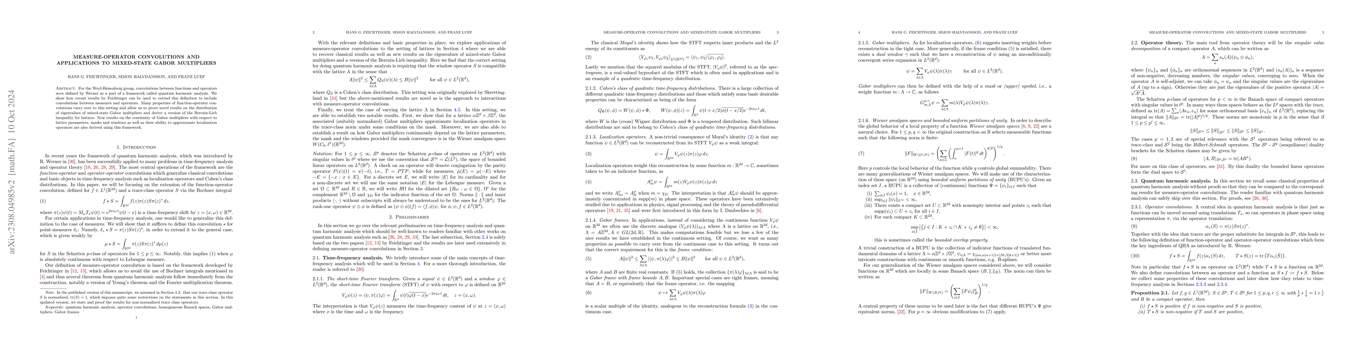 Thumbnail for Measure-operator convolutions and applications to mixed-state Gabor
  multipliers