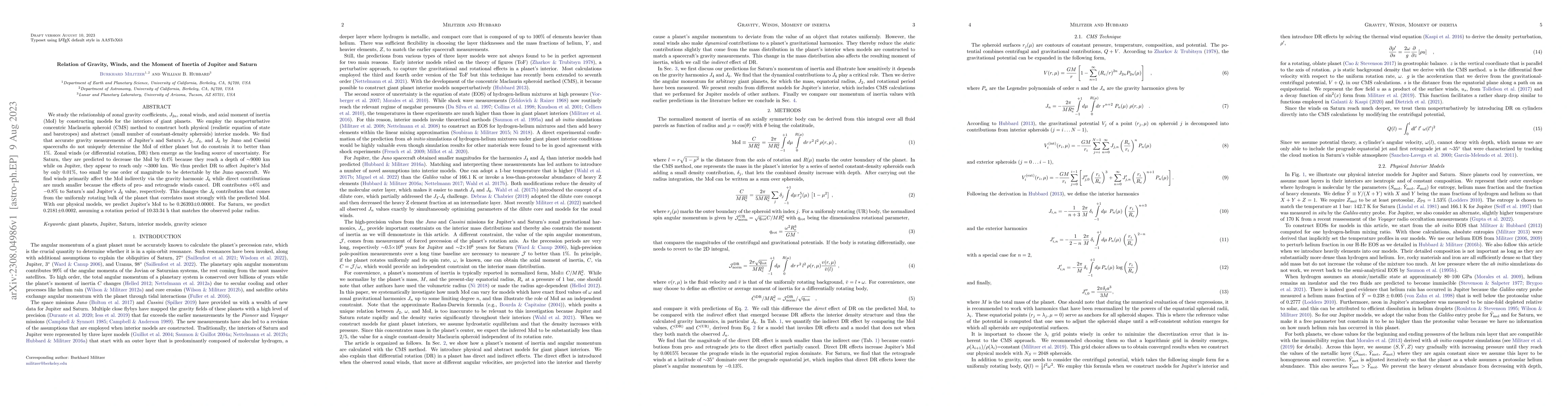Thumbnail for Relation of Gravity, Winds, and the Moment of Inertia of Jupiter and
  Saturn