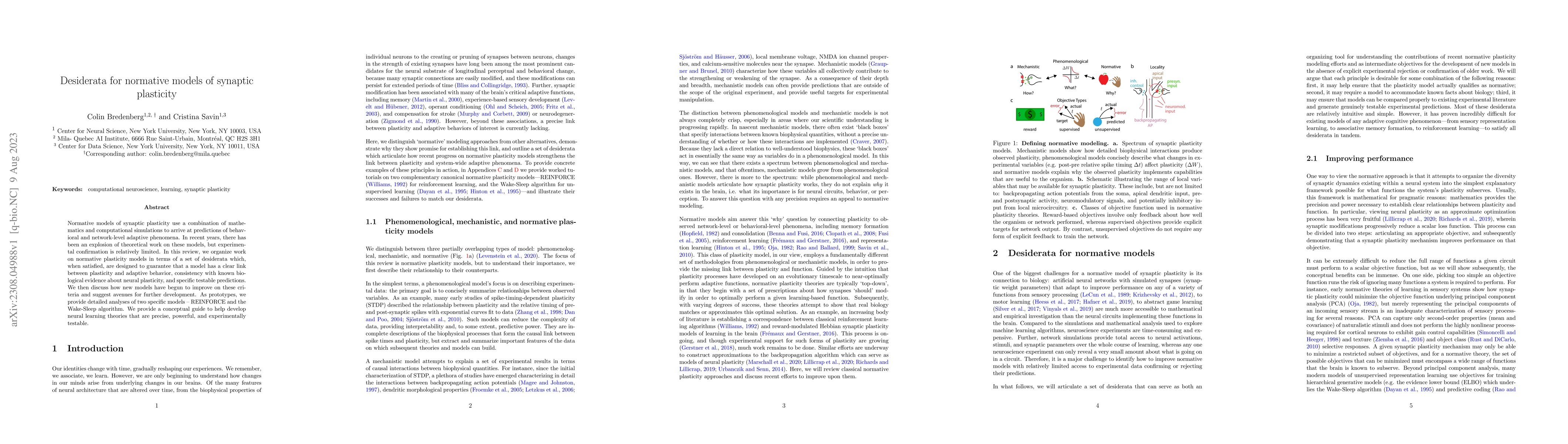 Thumbnail for Desiderata for normative models of synaptic plasticity