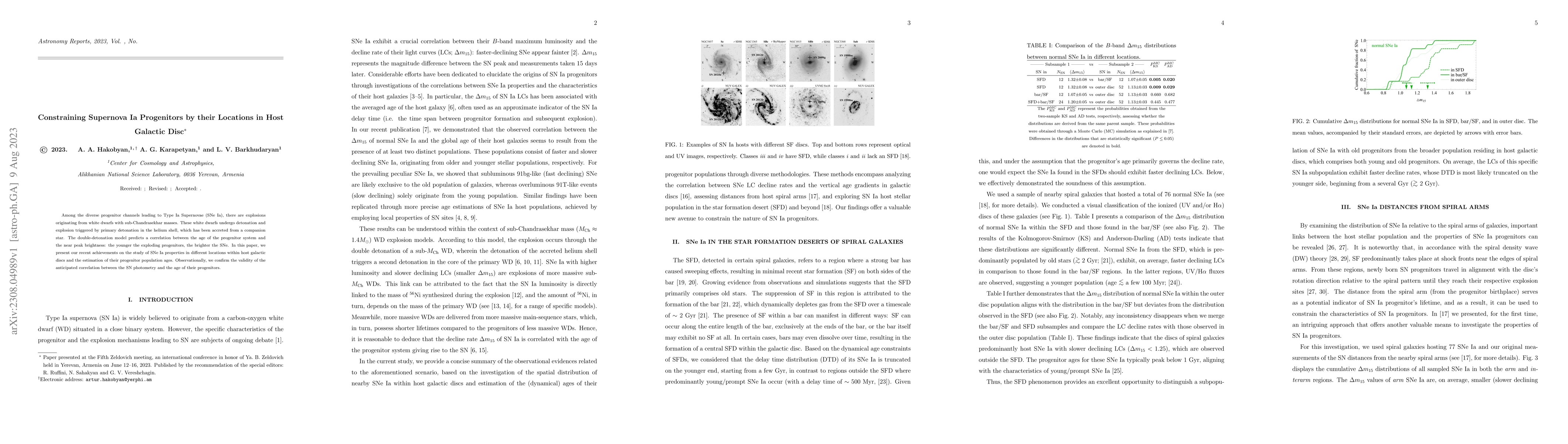 Thumbnail for Constraining Supernova Ia Progenitors by their Locations in Host
  Galactic Disc