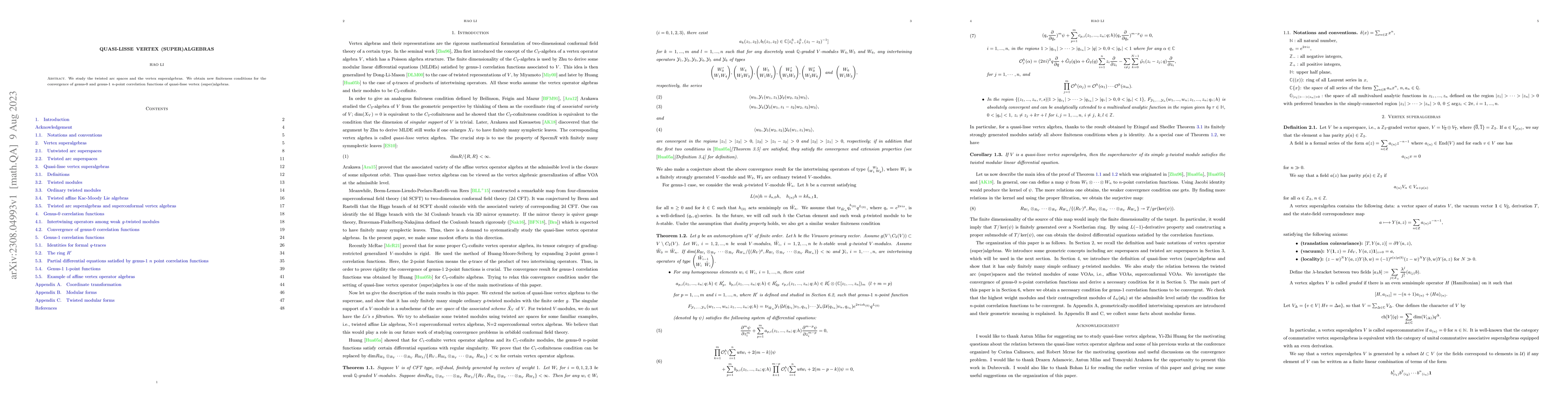 Thumbnail for Quasi-lisse vertex (super)algebras