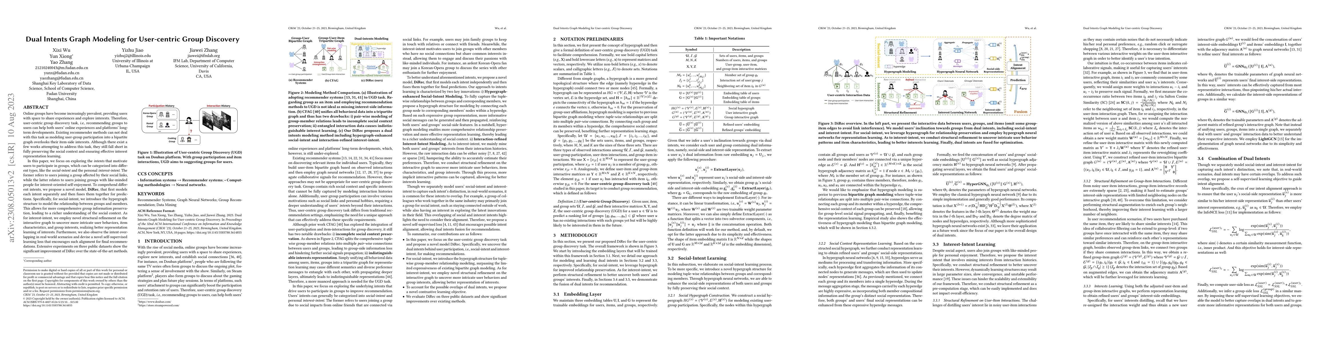 Thumbnail for Dual Intents Graph Modeling for User-centric Group Discovery