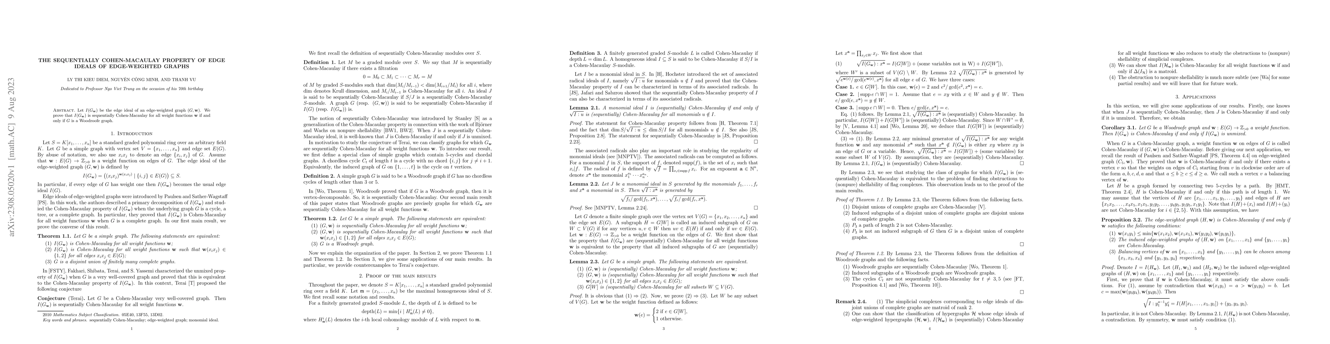 Thumbnail for The sequentially Cohen-Macaulay property of edge ideals of edge-weighted
  graphs