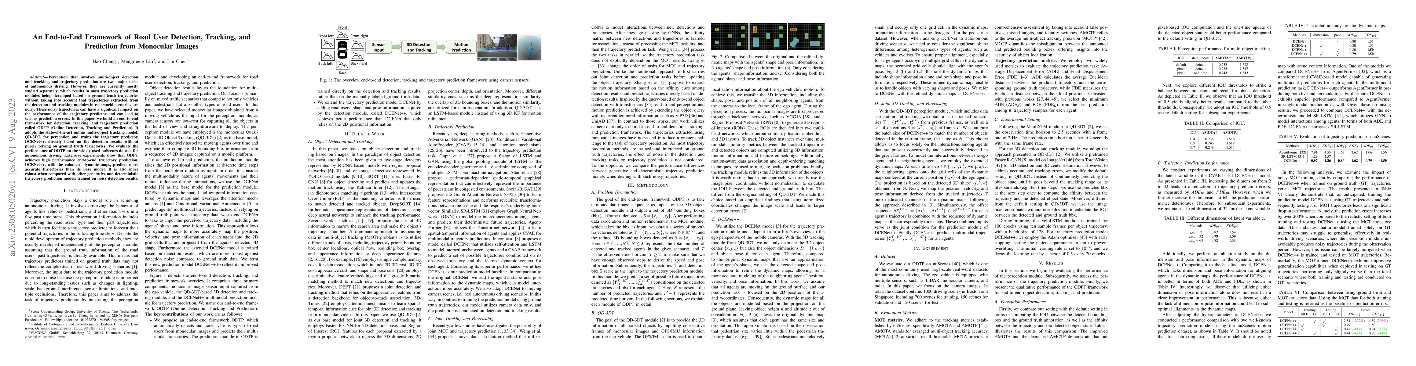 Thumbnail for An End-to-End Framework of Road User Detection, Tracking, and Prediction
  from Monocular Images