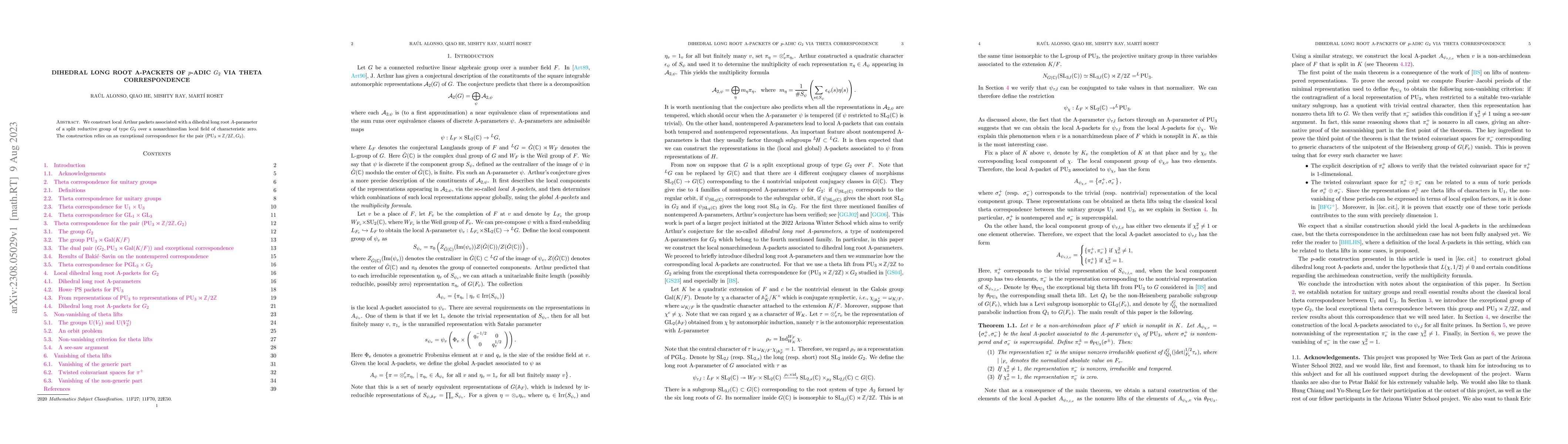 Thumbnail for Dihedral long root A-packets of $p$-adic $G_2$ via theta correspondence