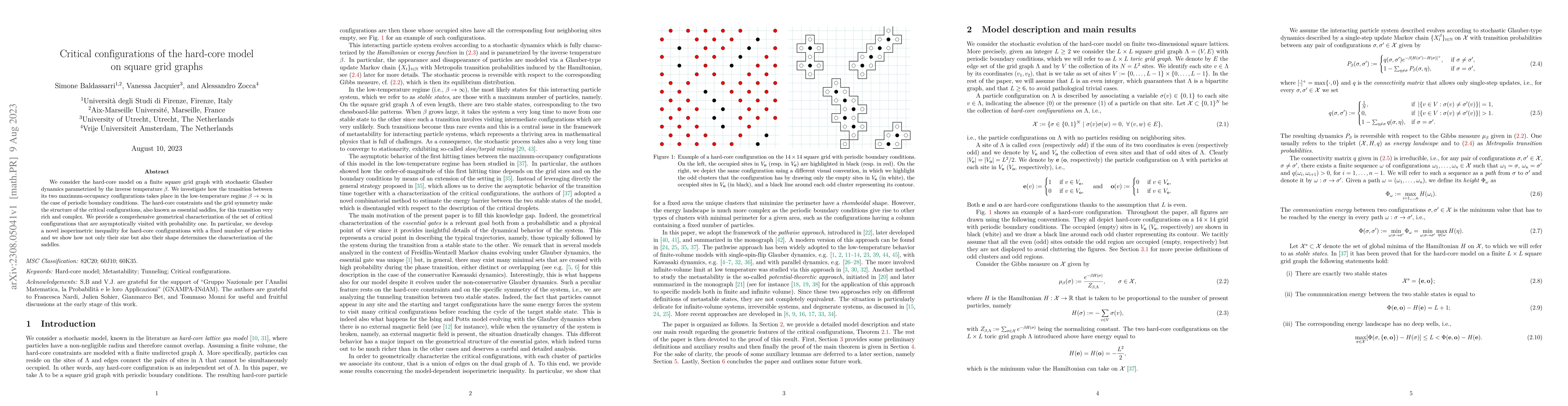 Thumbnail for Critical configurations of the hard-core model on square grid graphs