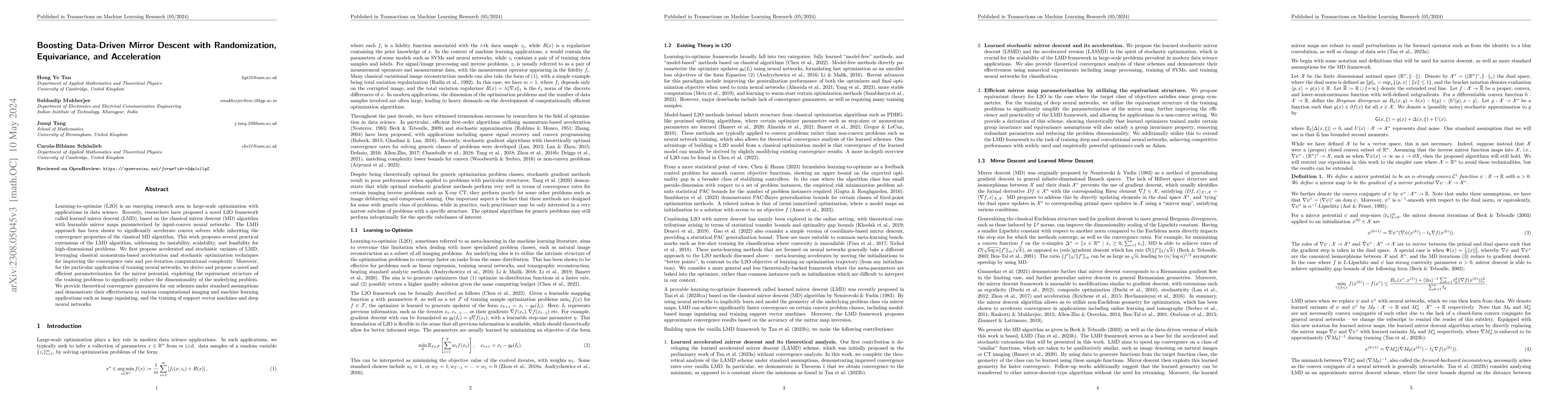 Thumbnail for Boosting Data-Driven Mirror Descent with Randomization, Equivariance,
  and Acceleration