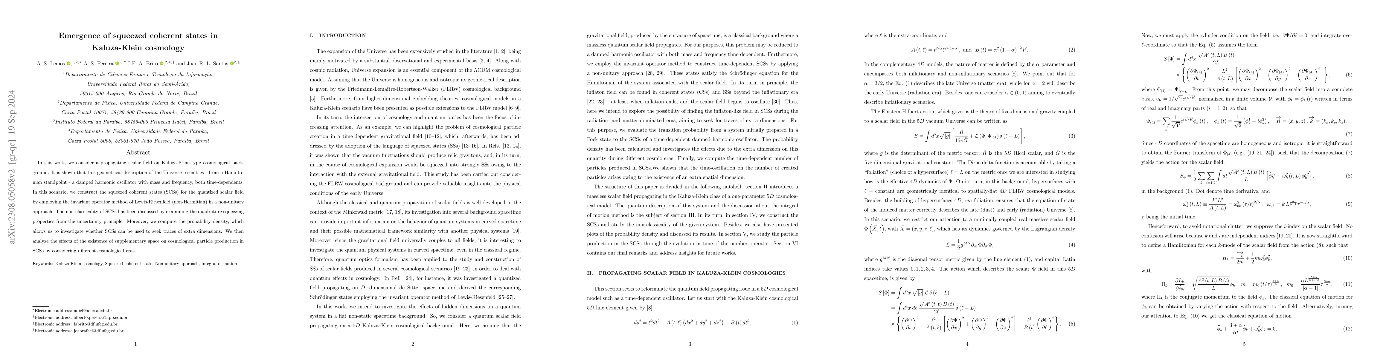 Thumbnail for Emergence of squeezed coherent states in Kaluza-Klein cosmology