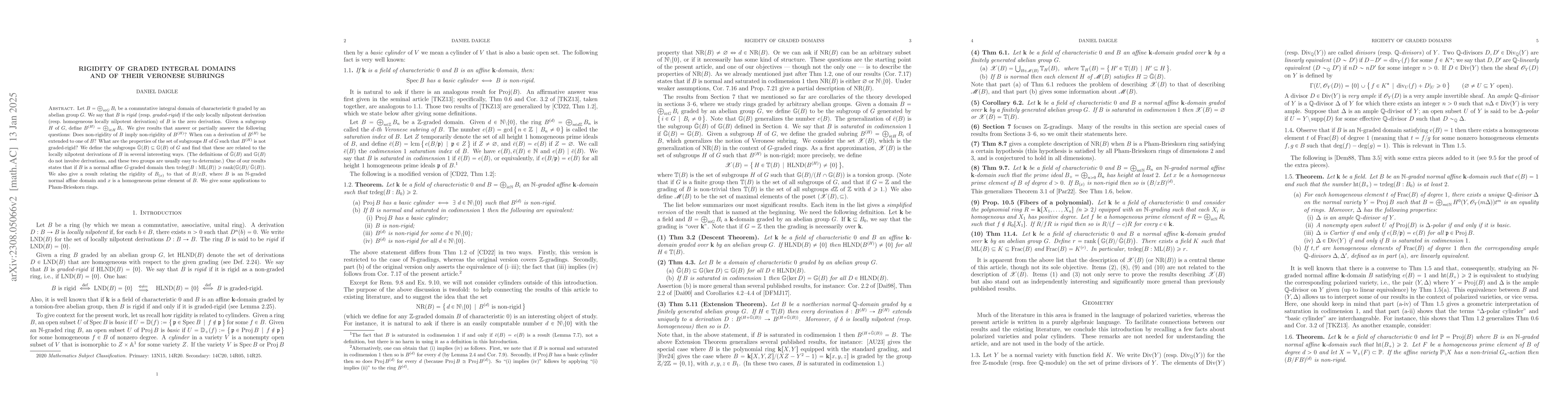 Thumbnail for Rigidity of Graded Integral Domains and of their Veronese Subrings