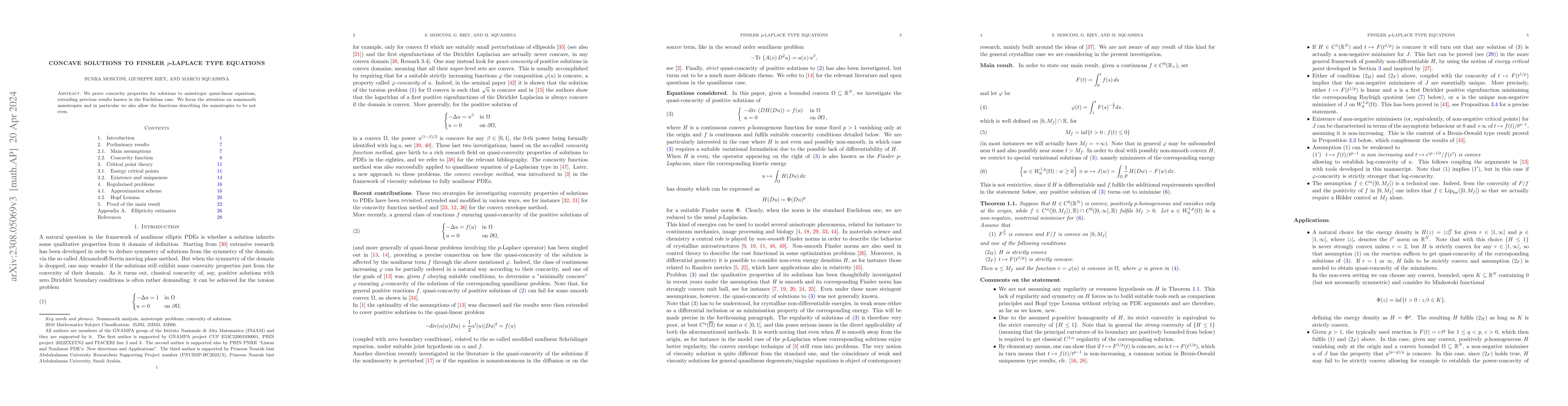 Thumbnail for Concave solutions to Finsler $p$-Laplace type equations
