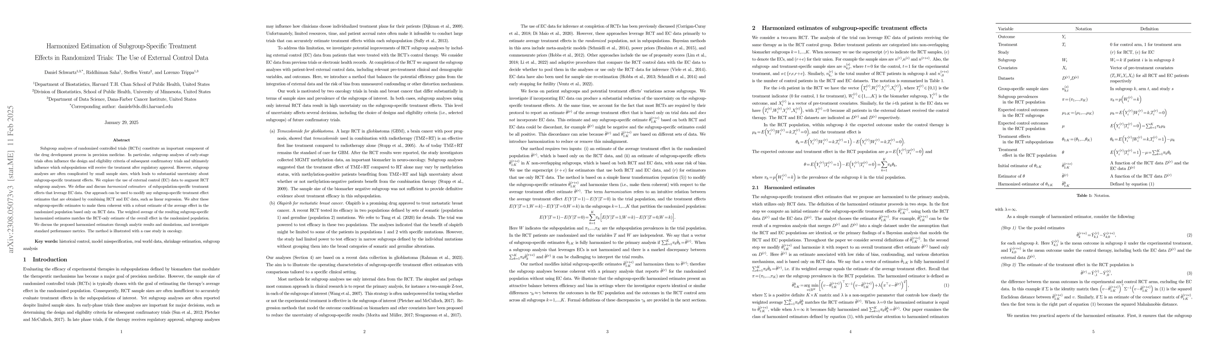 Thumbnail for Harmonized Estimation of Subgroup-Specific Treatment Effects in
  Randomized Trials: The Use of External Control Data