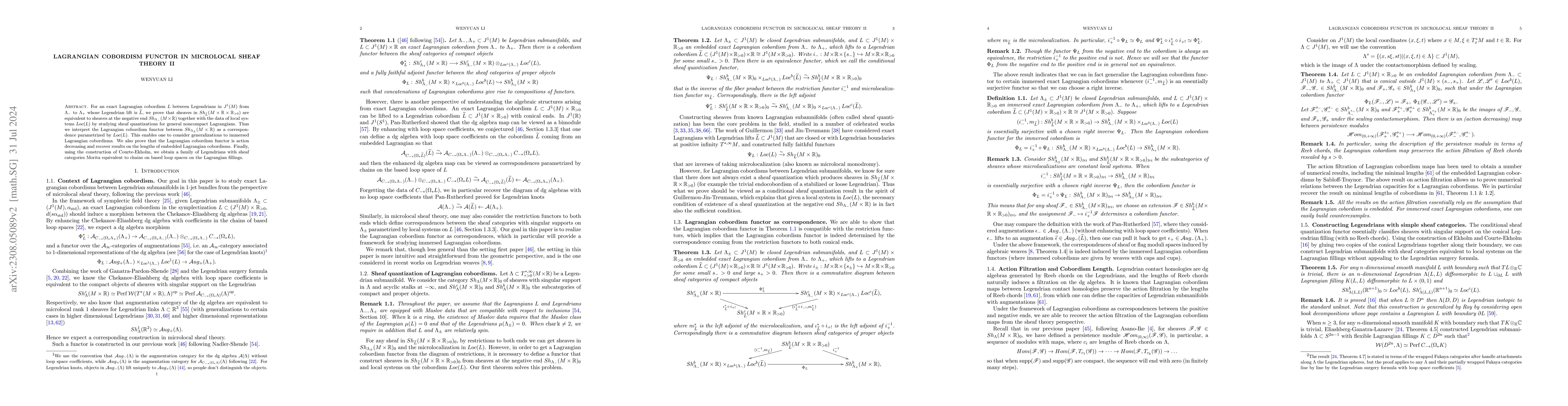 Thumbnail for Lagrangian cobordism functor in microlocal sheaf theory II